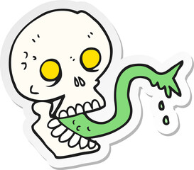 sticker of a cartoon spooky halloween skull