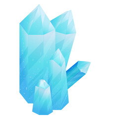 Crystal Set. Healing Transparent Healing Quartz. Blue Gradient Transparent Bright Gemstone. The Magic Stone
