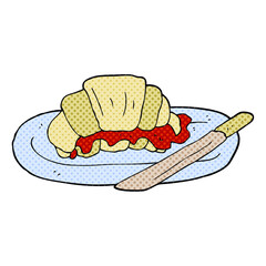 freehand drawn cartoon croissant