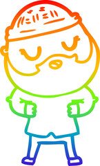 rainbow gradient line drawing of a cartoon man with beard