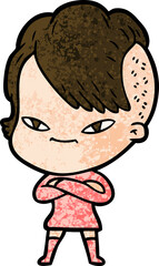 cute cartoon girl with hipster haircut