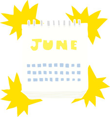 flat color illustration of calendar showing month of