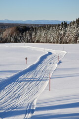A snowmobile trail, Québec, Canada