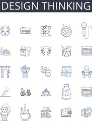 Design thinking line icons collection. Efficiency, Procedures, Systematics, Processes, Resources, Logistics, Workflow vector and linear illustration. Collaboration,Manufacturing,Management outline