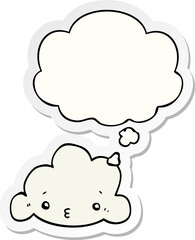cartoon cloud with thought bubble as a printed sticker