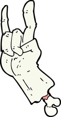 cartoon zombie hand making rock symbol