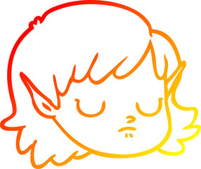 warm gradient line drawing of a cartoon elf girl