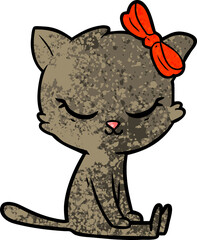 cute cartoon cat with bow