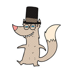 freehand drawn cartoon little wealthy wolf