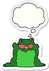 cartoon toad with thought bubble as a printed sticker