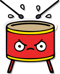 distressed sticker of a cute cartoon drum