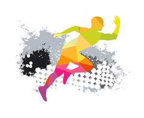 Running sport graphic for use as a template for flyer or for use in web design. - 595905940