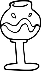 black and white cartoon glass of wine
