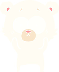 surprised polar bear flat color style cartoon