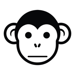 Monkey Face Flat Icon Isolated On White Background