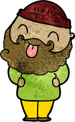 man with beard sticking out tongue