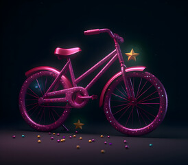 Fototapeta na wymiar bicycle 3d icon in purple color, generated by ai