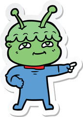 sticker of a friendly cartoon spaceman