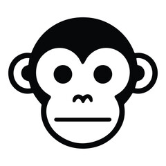 Fototapeta premium Monkey Face Flat Icon Isolated On White Background