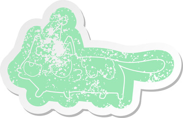 quirky cartoon distressed sticker of a angry cat wearing santa hat