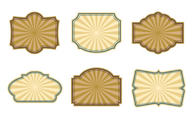 vintage labels banners set sun beams badge vintage badge banner shape label shape frames on a white background vector illustration
