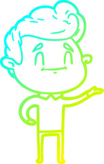 Fototapeta premium cold gradient line drawing of a happy cartoon man
