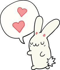 cartoon rabbit in love with speech bubble