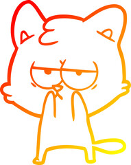 Obraz premium warm gradient line drawing of a bored cartoon cat