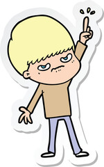 sticker of a angry cartoon boy