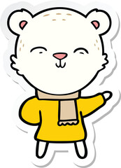 sticker of a happy cartoon polar bear