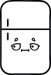 line drawing cartoon of a fridge freezer