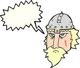 freehand drawn comic book speech bubble cartoon viking warrior
