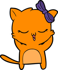 cartoon cat with bow on head