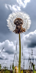 dandelion plant with beautiful scenery, generated by ai