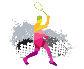 Creative squash sport background illustration for use as a template for flyer or for use in web design.