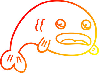 warm gradient line drawing of a cartoon fish