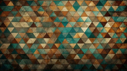 Textured Tessellations: A Captivating Abstract composition of Small Triangles in Contrasting Hues of Rich Brown and Vibrant Aqua Blue - generative ai