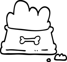 black and white cartoon dog food bowl