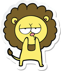 sticker of a cartoon tired lion