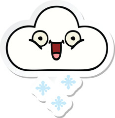 sticker of a cute cartoon snow cloud
