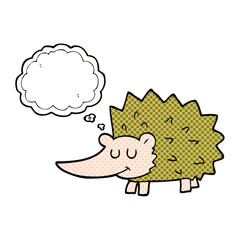 freehand drawn thought bubble cartoon hedgehog