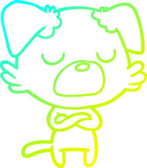 cold gradient line drawing of a cartoon dog