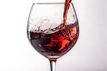 glass of red wine, splash, idolized, white background, generated by ai