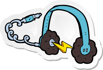 sticker of a cartoon headphones