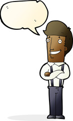 cartoon proud man with speech bubble