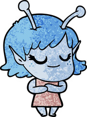 smiling alien girl cartoon