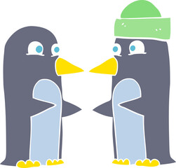 flat color illustration of penguins