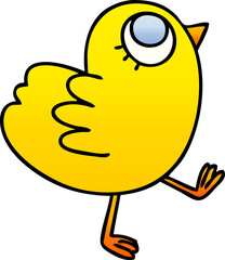 gradient shaded quirky cartoon yellow bird