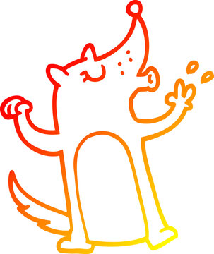 recommend clip art: warm gradient line drawing of a cartoon whistling wolf