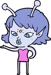 pretty cartoon alien girl